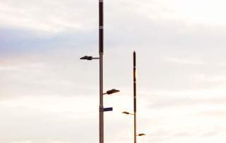 Hybrid solar light poles at roundabout