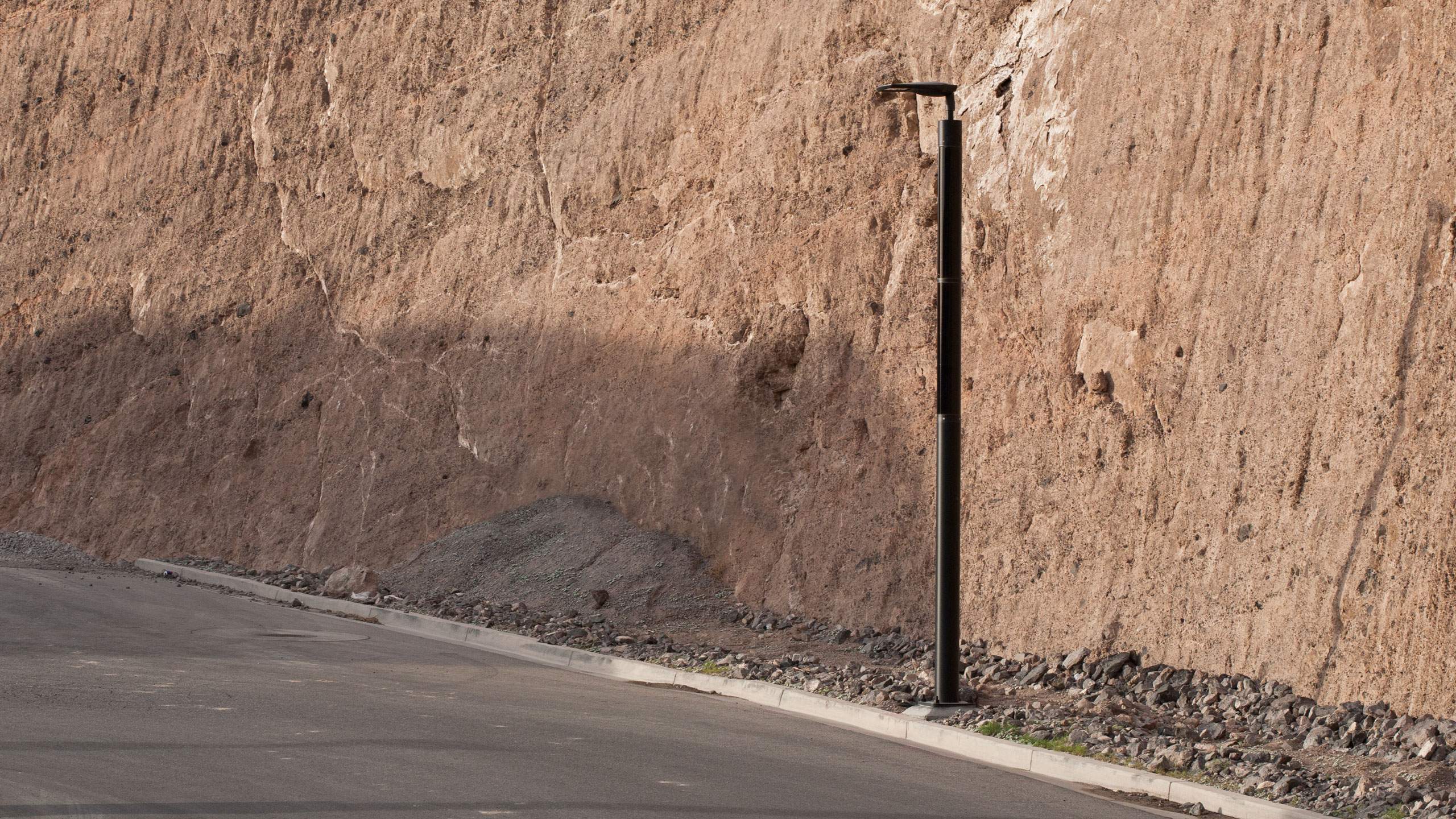 Soluxio off-grid street lamp on rough mountain terrain