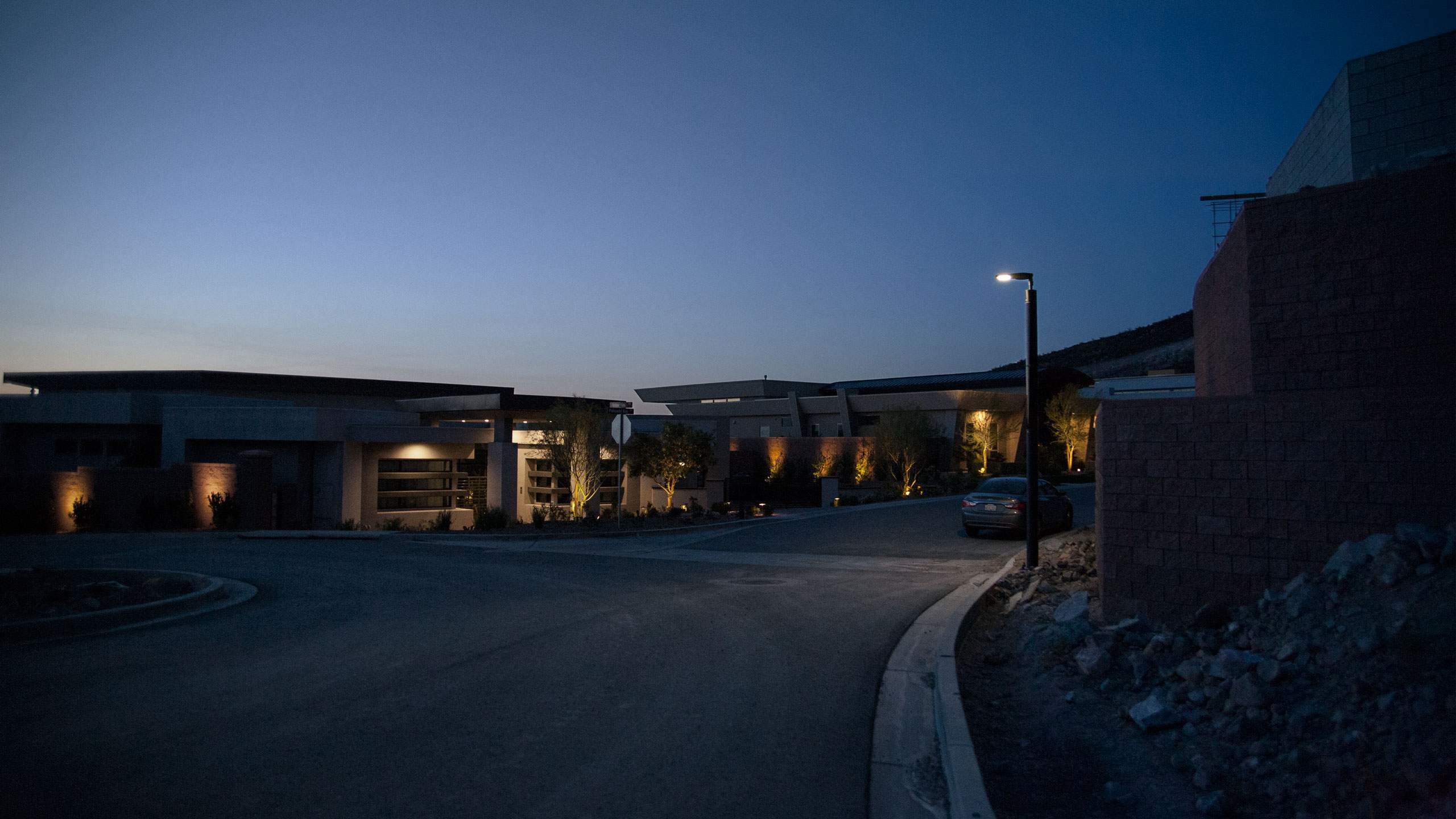 Soluxio exclusive solar pathway lighting during nighttime near exclusive villas
