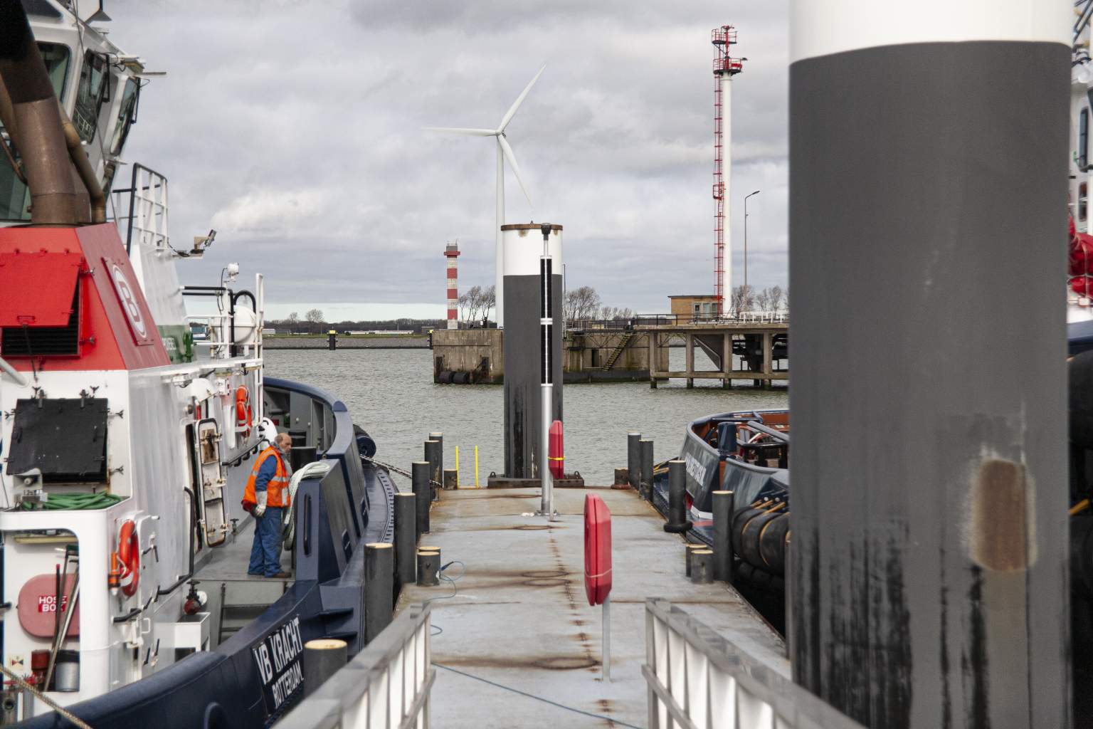 Industrial solar light pole at towage company