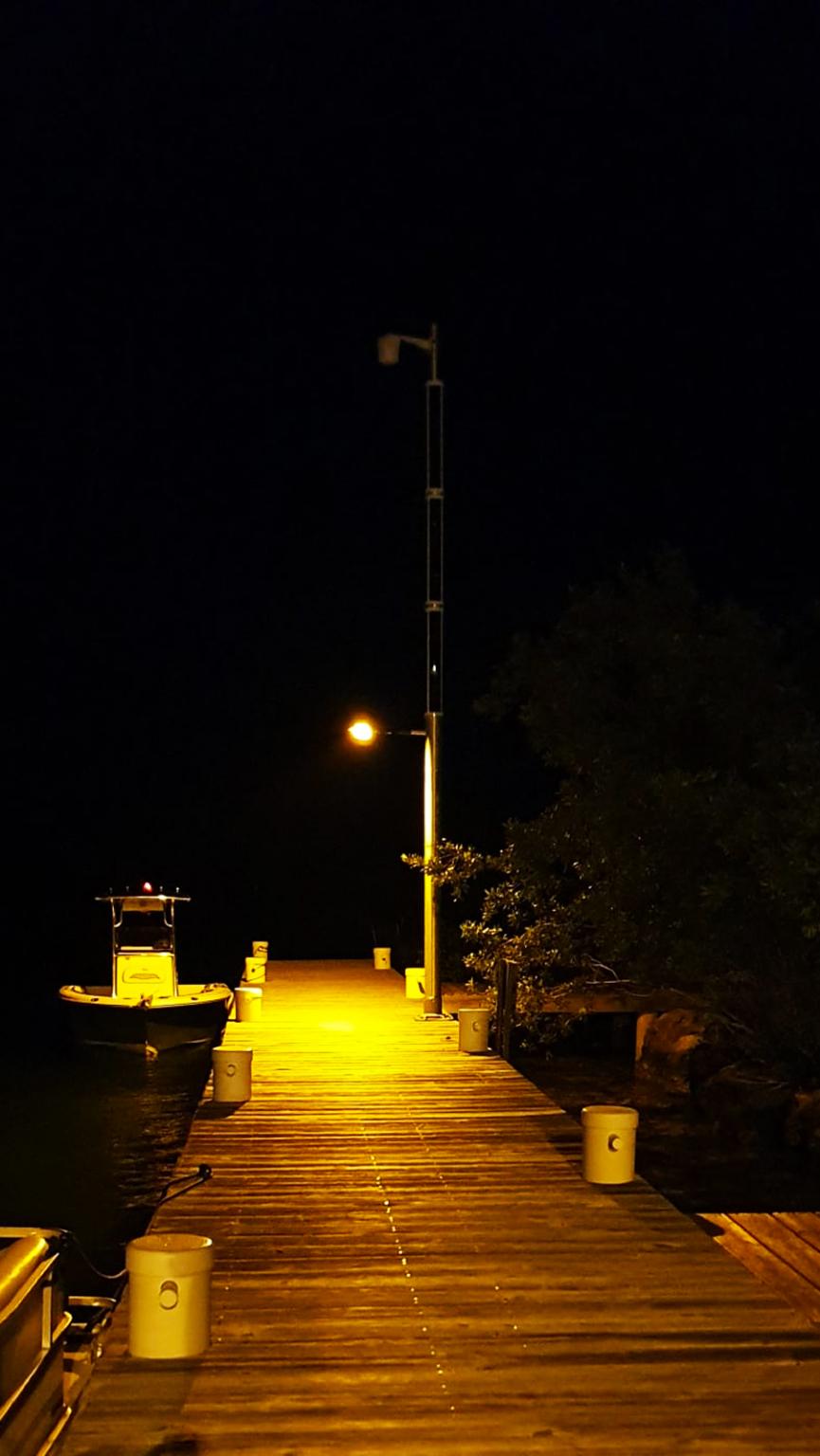 Solar-powered wifi and light at night