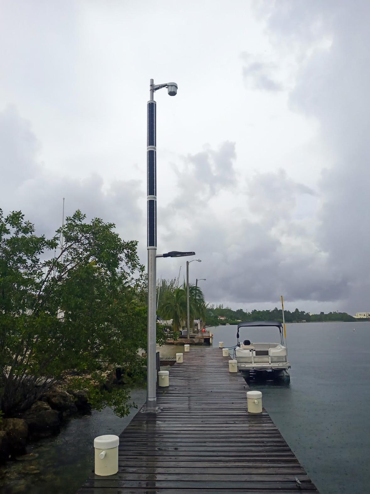 Marina sea turtle-friendly lighting solar powered on a jetty