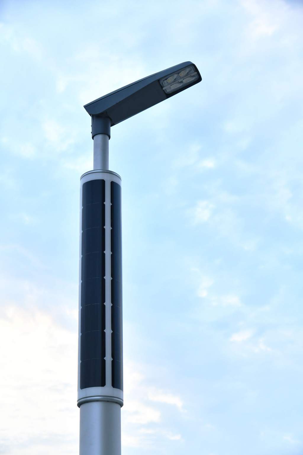 Soluxio solar light pole with blue sky