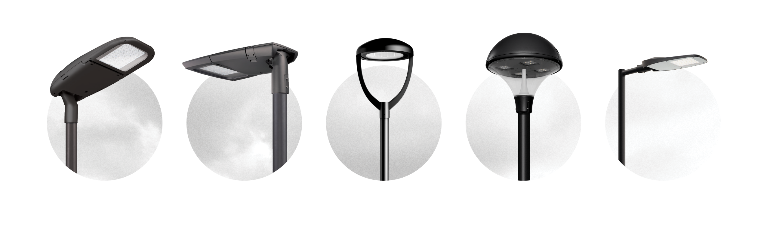 Range of Soluxio light fixtures displayed in a studio setting showcasing different armature designs