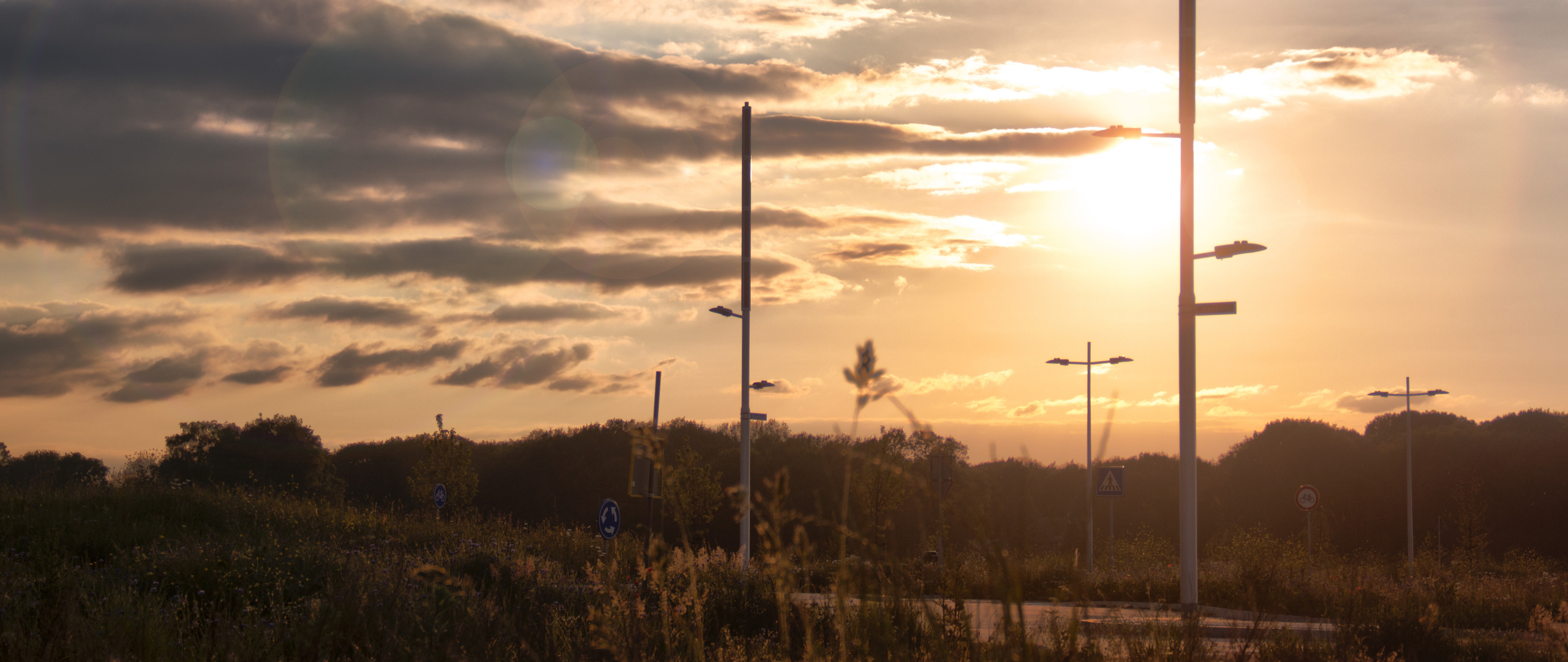Soluxio Hybrid Grid-Connected Solar Lighting at Roundabout Soluxio hybrid grid-connected solar street lights installed around a roundabout providing efficient illumination